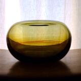 Blown glass ball vase by Claude Morin, Dieulefit France 1979