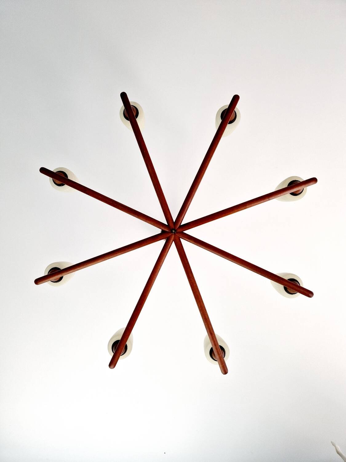 Large Scandinavian teak chandelier, Uno & Östen Kristiansson, 1960