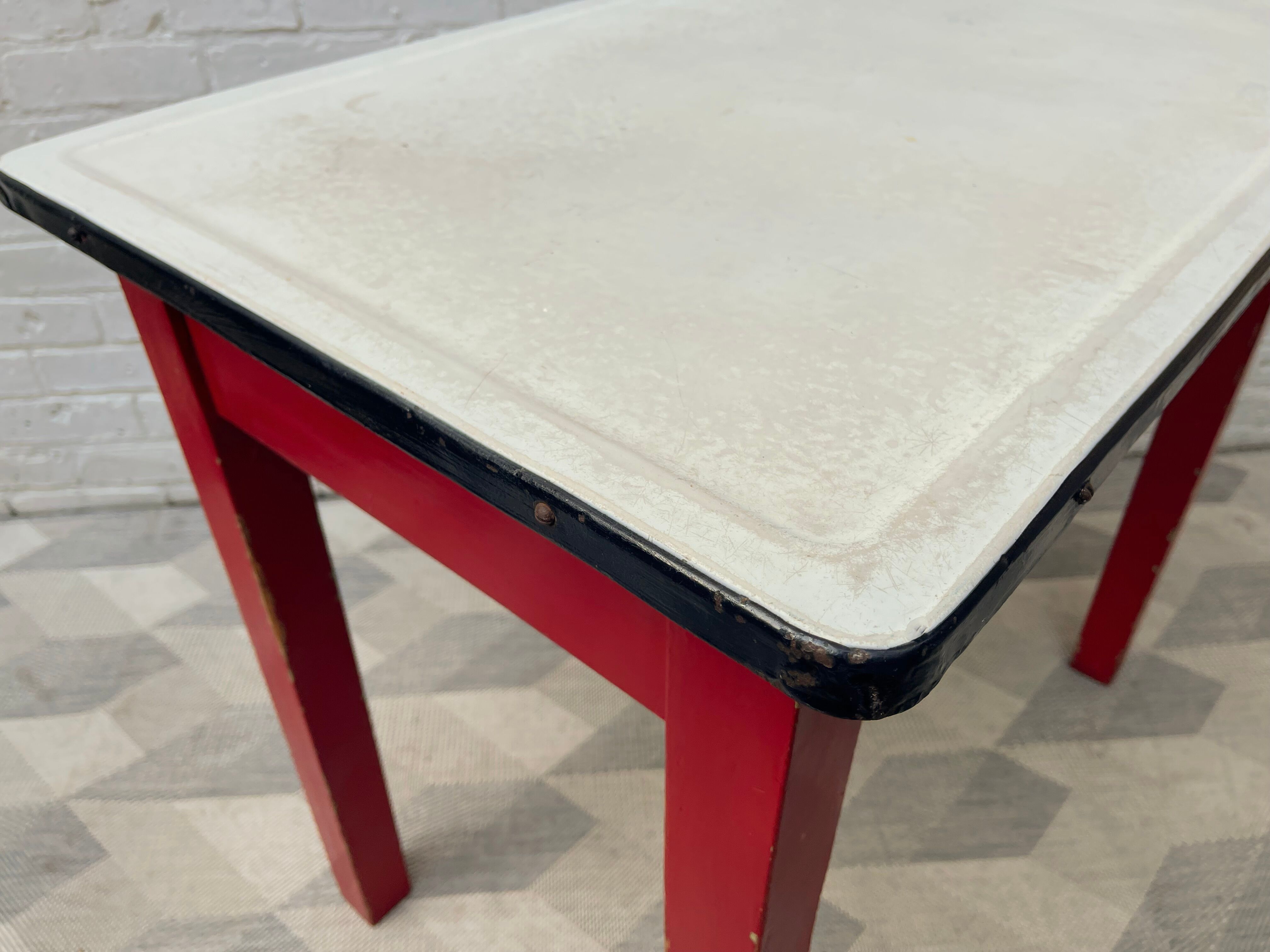 Vintage Kitchen Table with Enamel Top