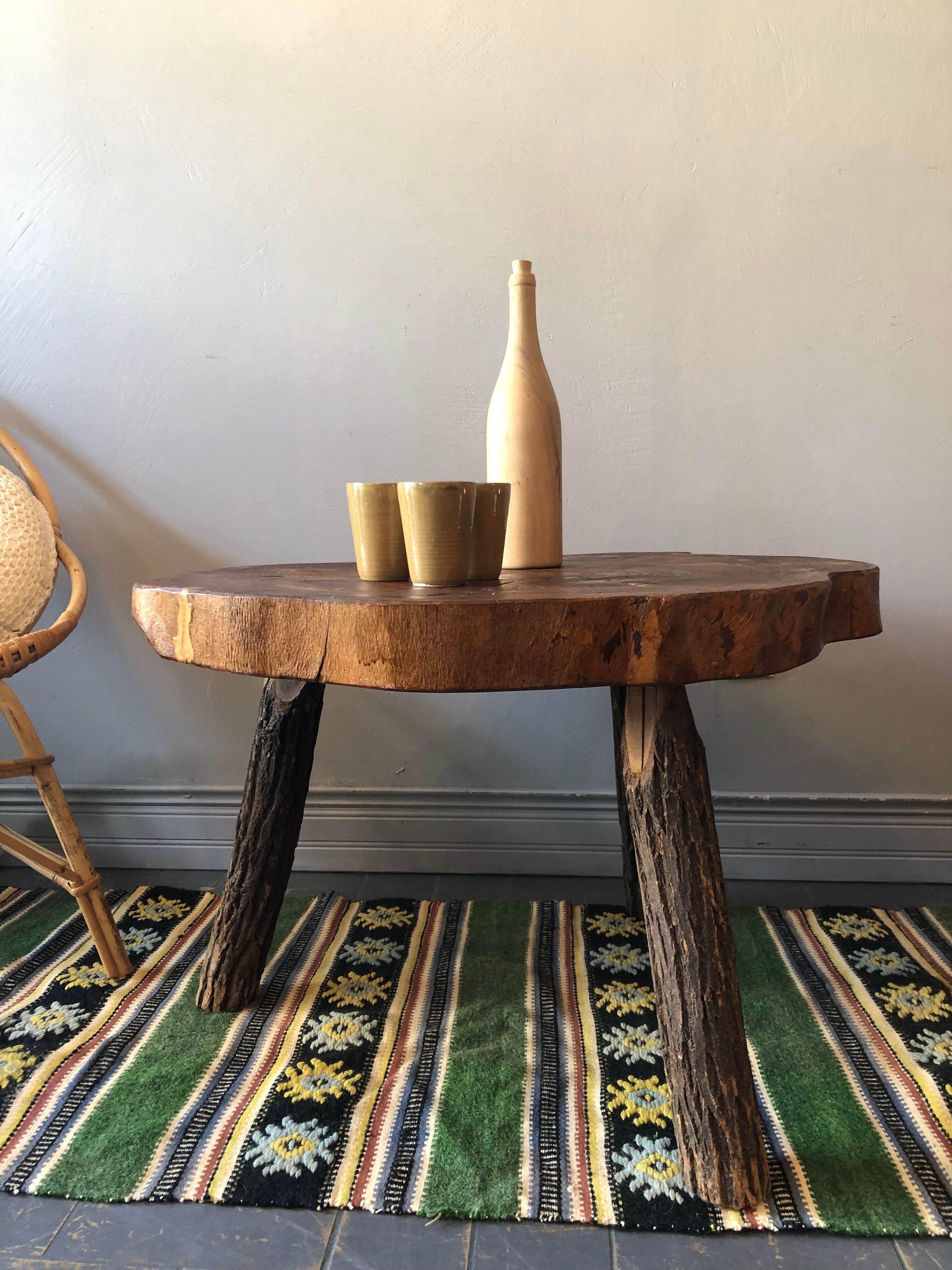 Brutalist oak coffee table