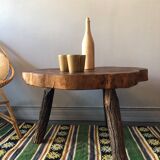 Table basse brutaliste en chêne