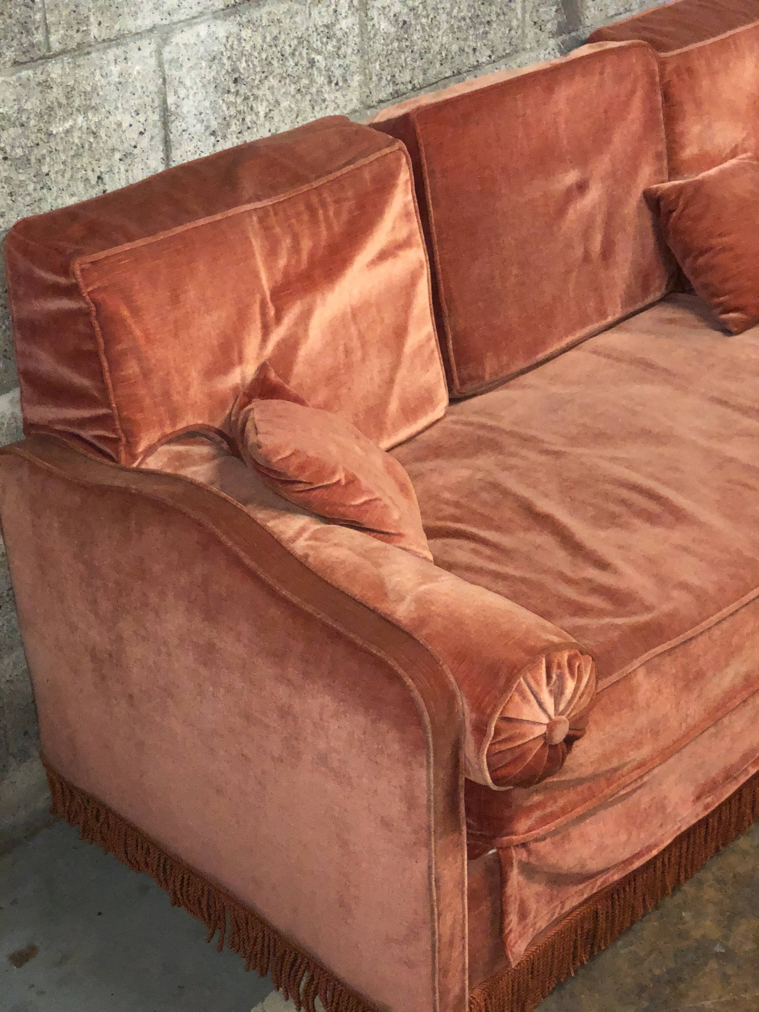 Vintage velvet banquette sofa