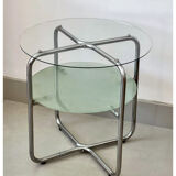 Table d’appoint en métal chrome et verre