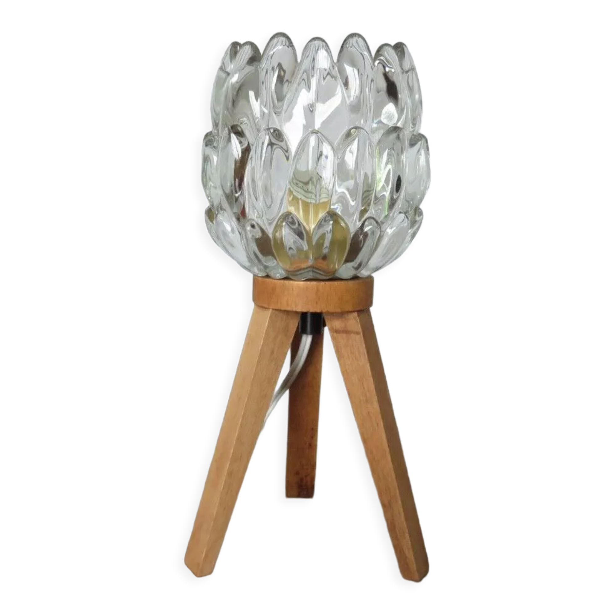 Tripod lamp in wood and glass J.T. Kalmar 1970 Austria