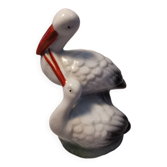 Porcelain figurine couple of storks