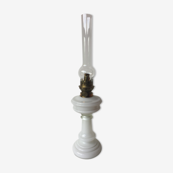 One-piece white opaline kerosene lamp