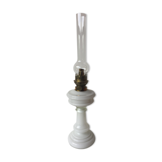 One-piece white opaline kerosene lamp