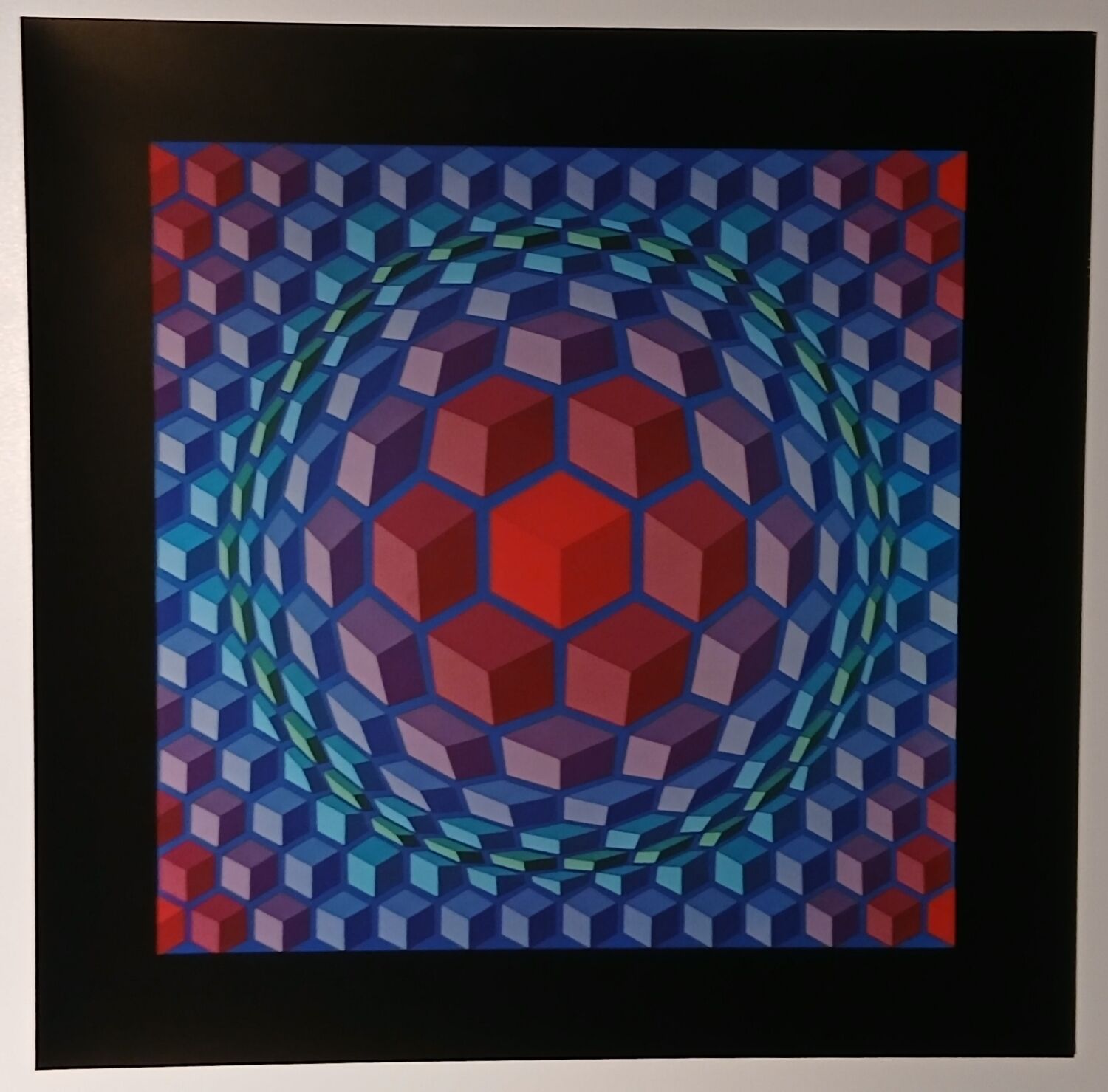 Plate by Victor Vasarely – "Universal Structure of the Hexagon" – Op A