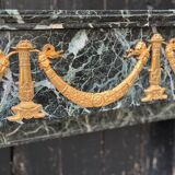 Empire style fireplace in antique green marble and gilded bronzes circa 1880