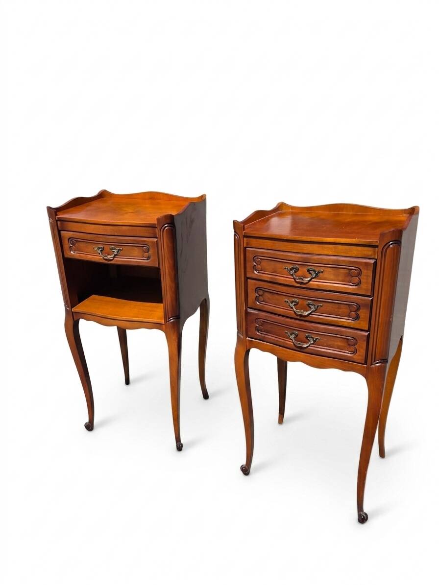 Pair of Louis XV style bedside tables in cherry wood.