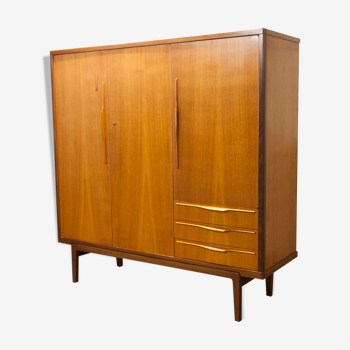 Scandinavian teak cabinet 4 doors 2+1 drawers wardrobe 1960