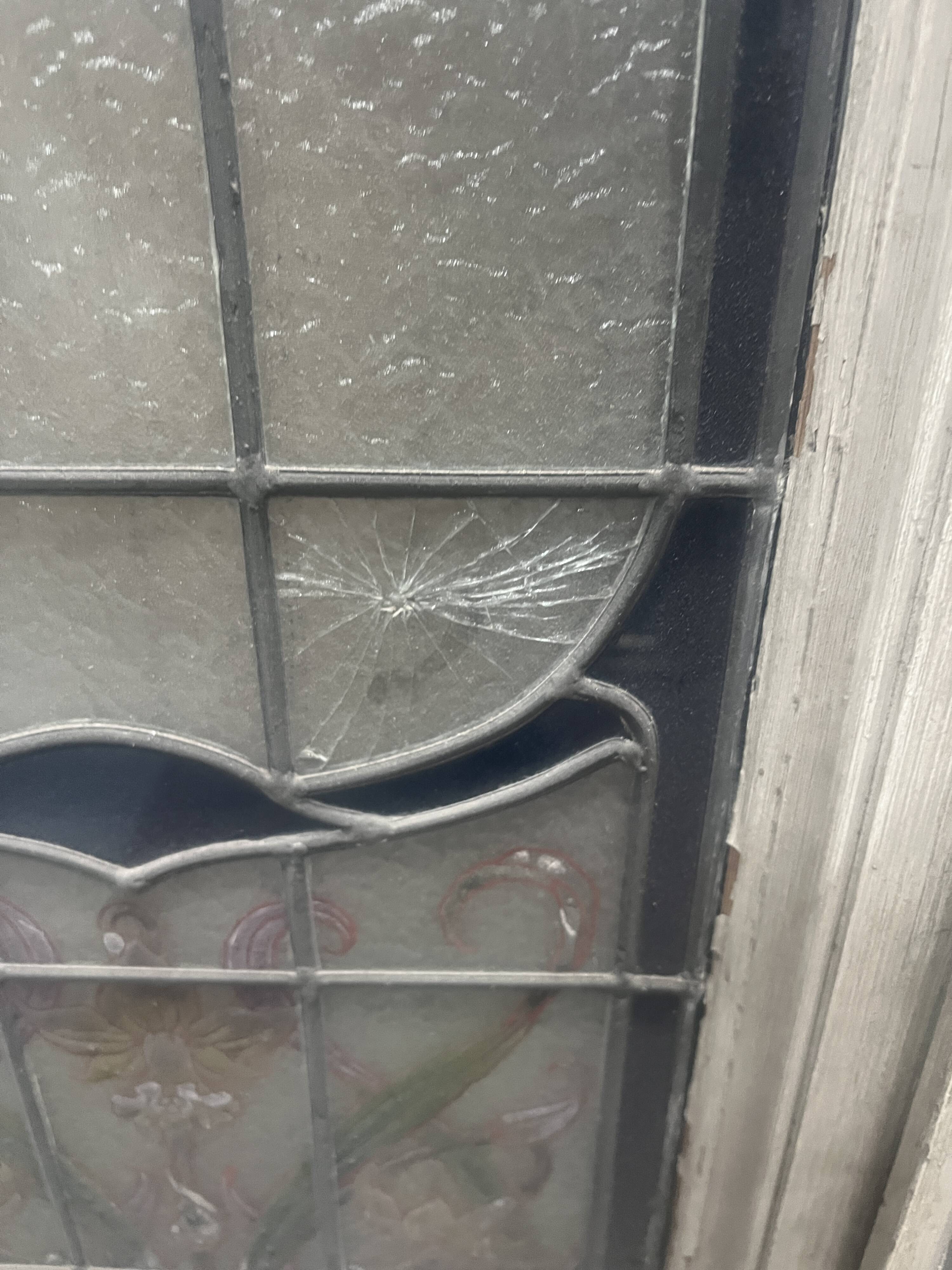 Art Deco stained glass transom window, circa 1900, 20th century