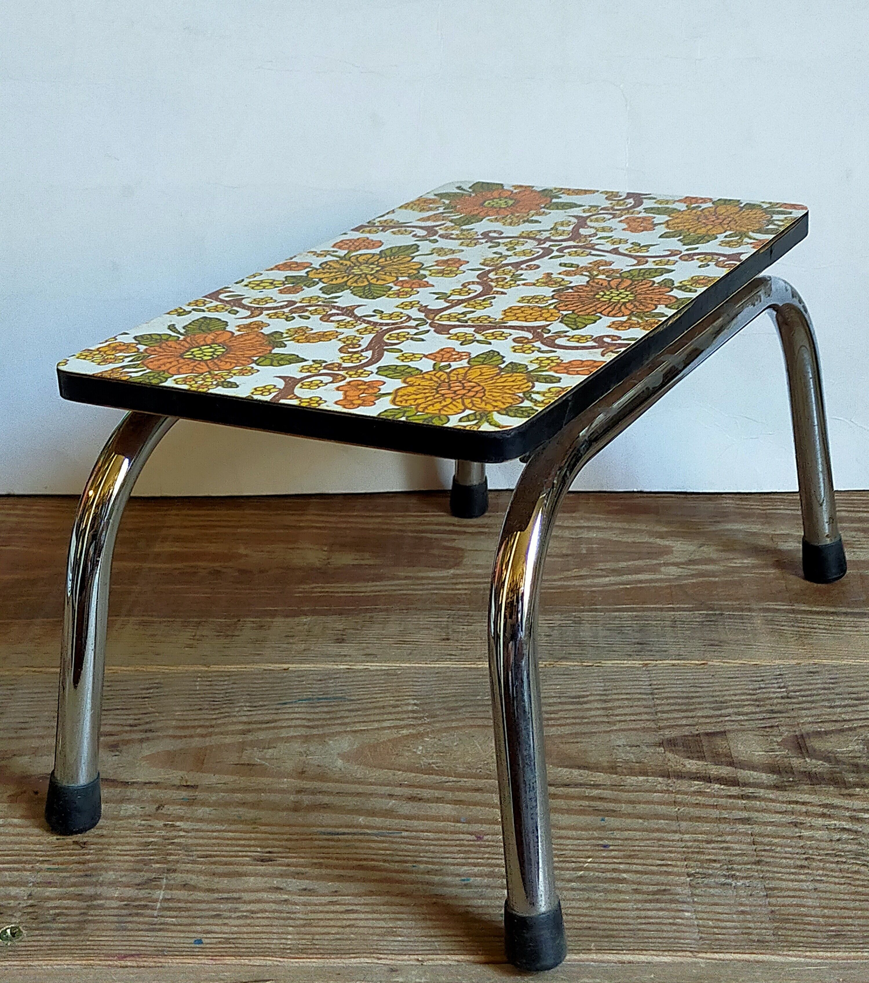 Vintage floral formica footrest stool