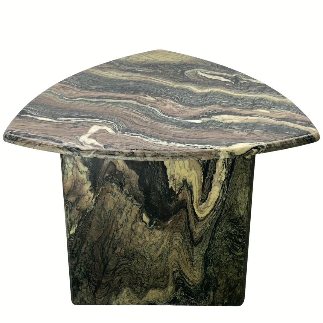 Cipollino marble kidney oval side table, Italy