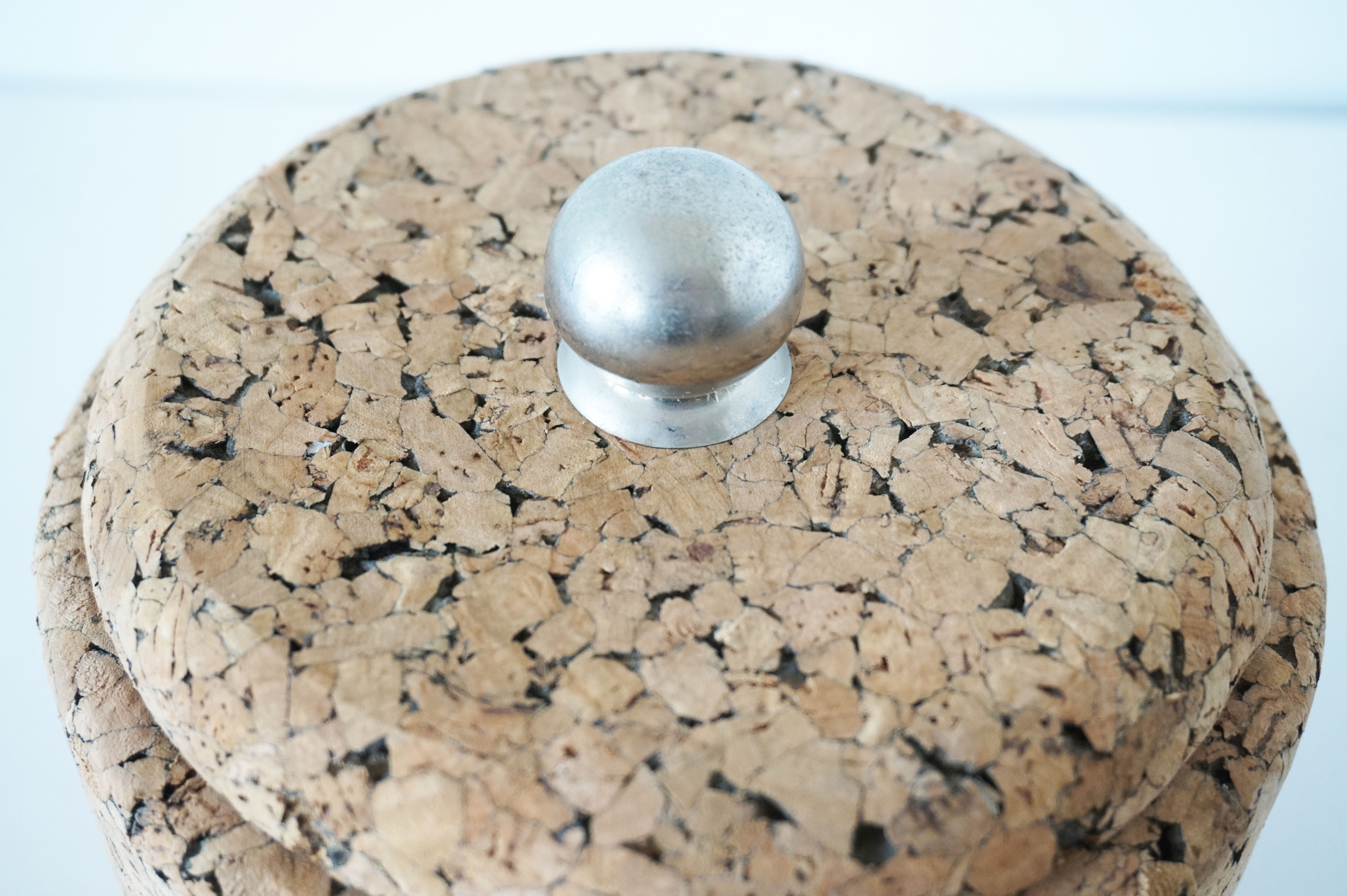 Cork ice bucket and its 1970 ice clip