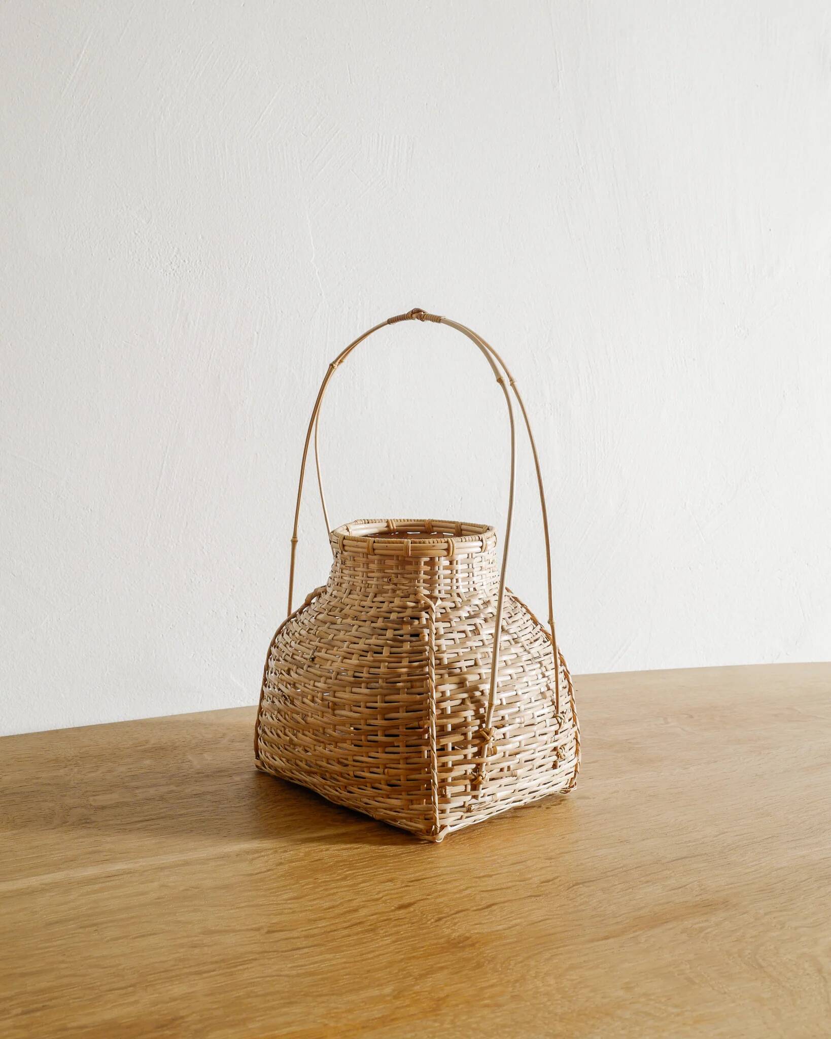 Vintage Japanese Ikebana Flower Bamboo Basket, 1960s