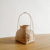 Vintage Japanese Ikebana Flower Bamboo Basket, 1960s