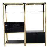 Modular lacquered wall unit in Hollywood Regency style with bar, Italy 1980s.