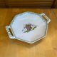 Old style moustiers plate white ceramic polychrome decor vintage