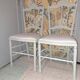 Lot of 2 empire style opera chairs redone in 19th century striped fabric, beige color