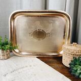 Golden and chiseled brass serving tray