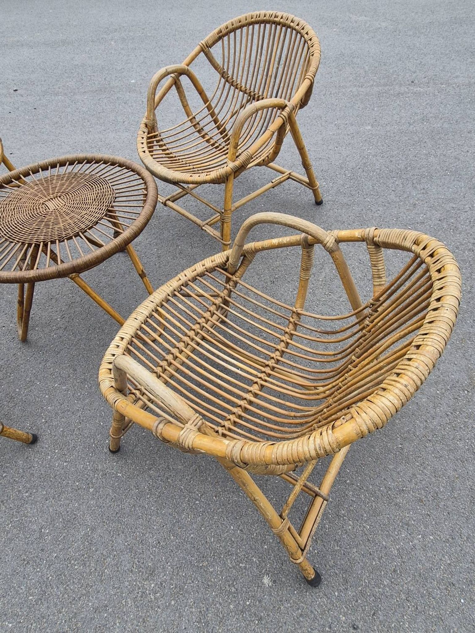 Vintage garden furniture in rattan