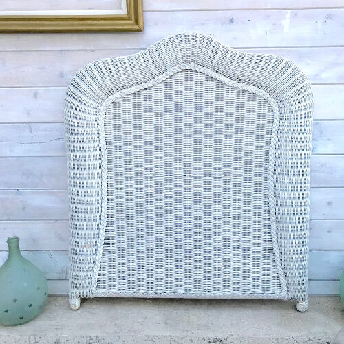 White rattan headboard