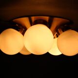 Pair of mid-century brass flush mount lights, 1970s