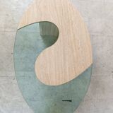 Table basse en travertin et verre années 1970