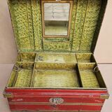 Old trunk - travel vanity case in metal and brass