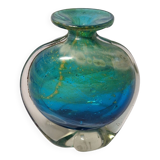 Blue vase signed MDINA Michael Harris