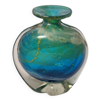 Blue vase signed MDINA Michael Harris