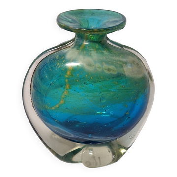 Blue vase signed MDINA Michael Harris