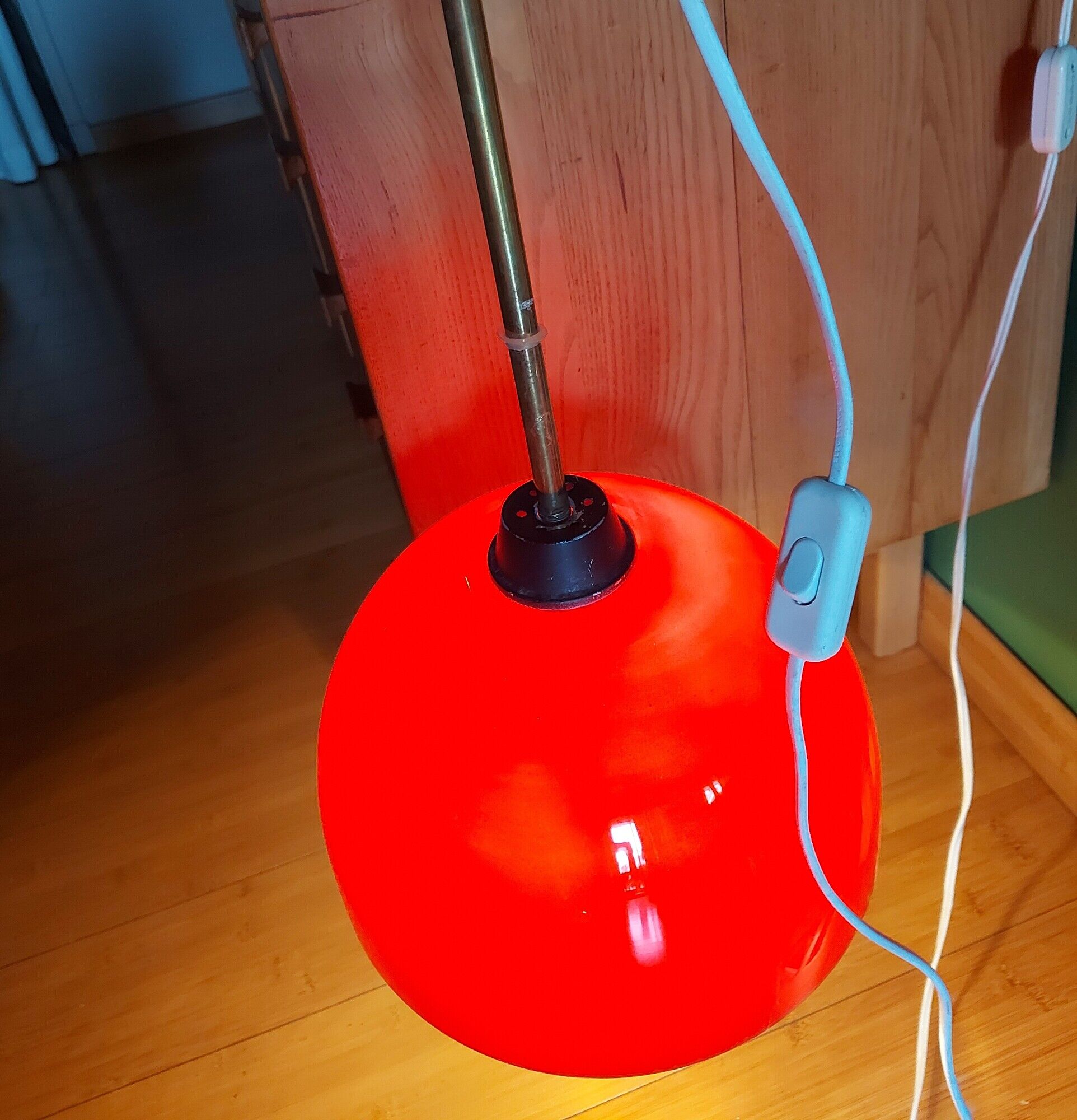 Vintage hanging lamp in red opaline of the 50/60