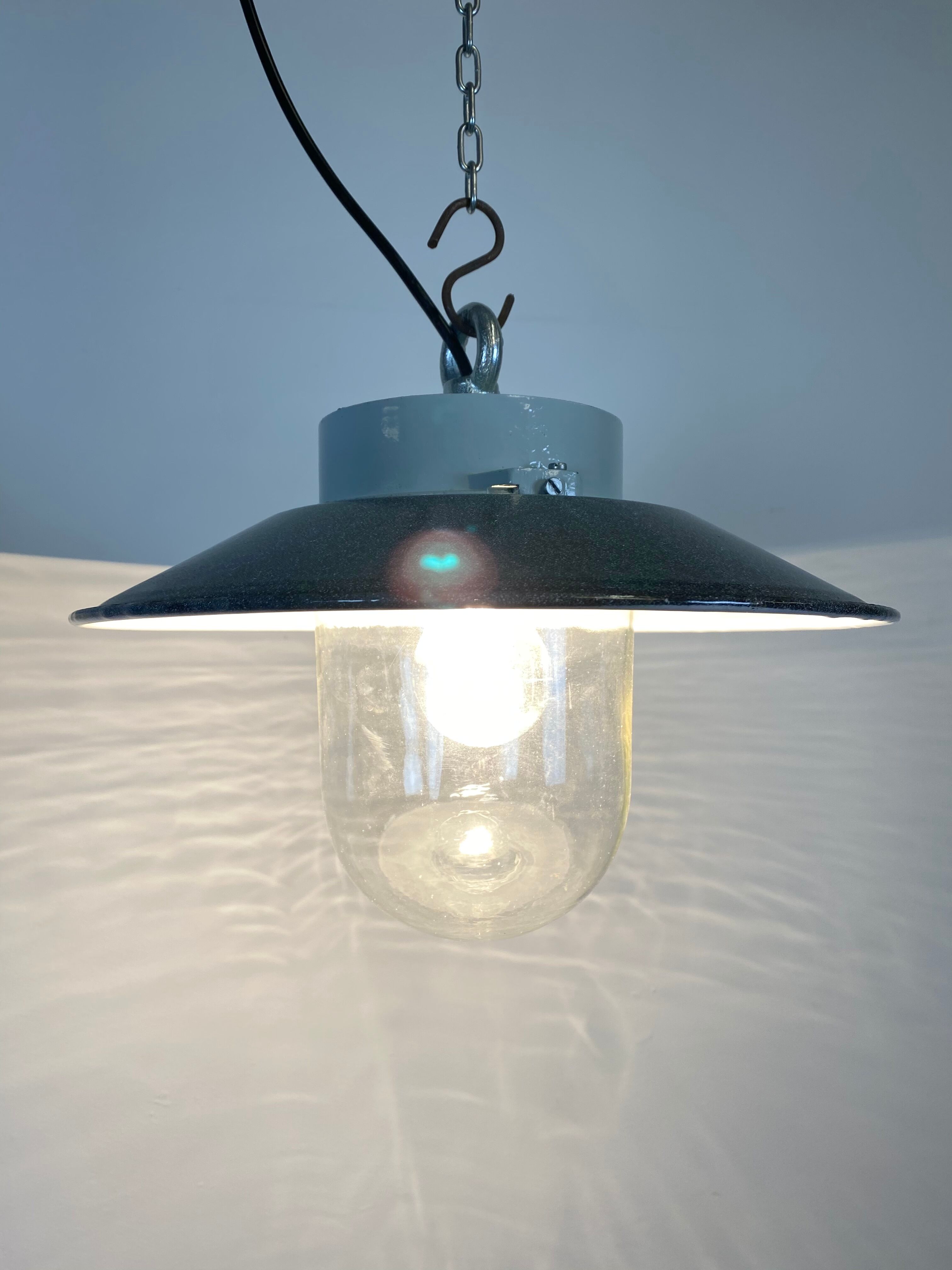 Vintage factory hanging lamp, 1970s