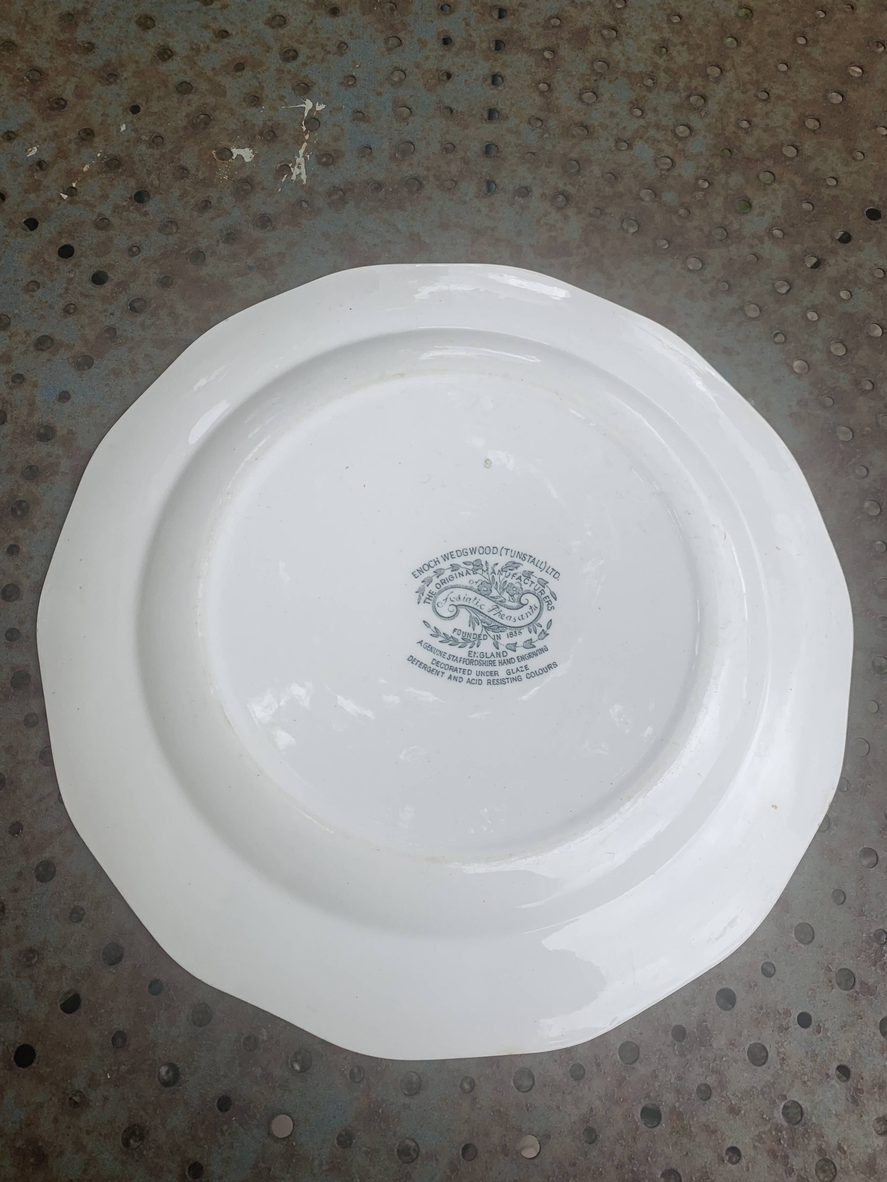 Pie dish, asiatic pheasants Enoch Wedgwood, antique bird decor