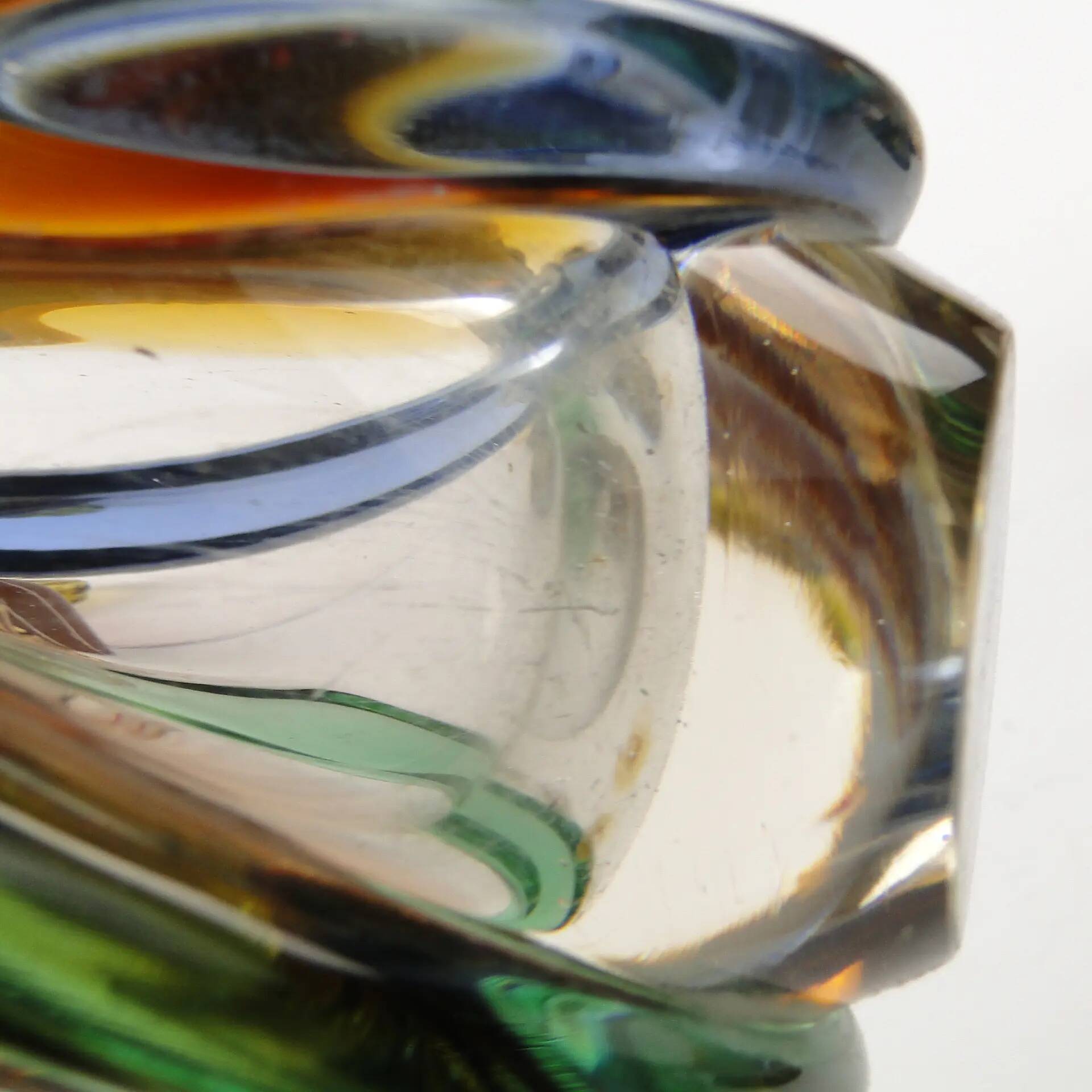 Mid-century modern vase, multicolour glass, designed by H. Mahanovska, Czechoslovakia, 1960s