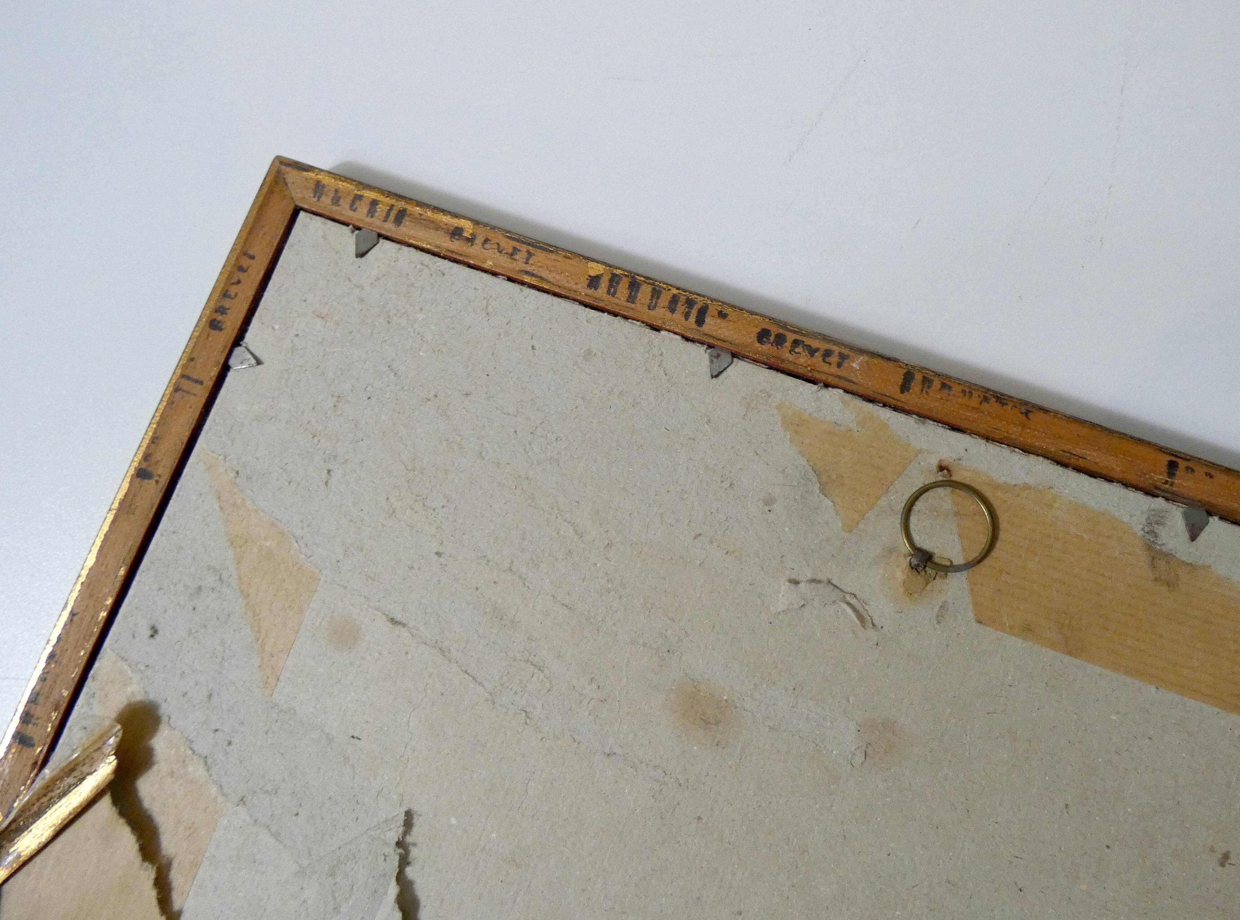 Antique ink drawing on paper, sailboat at sea, signed and framed.