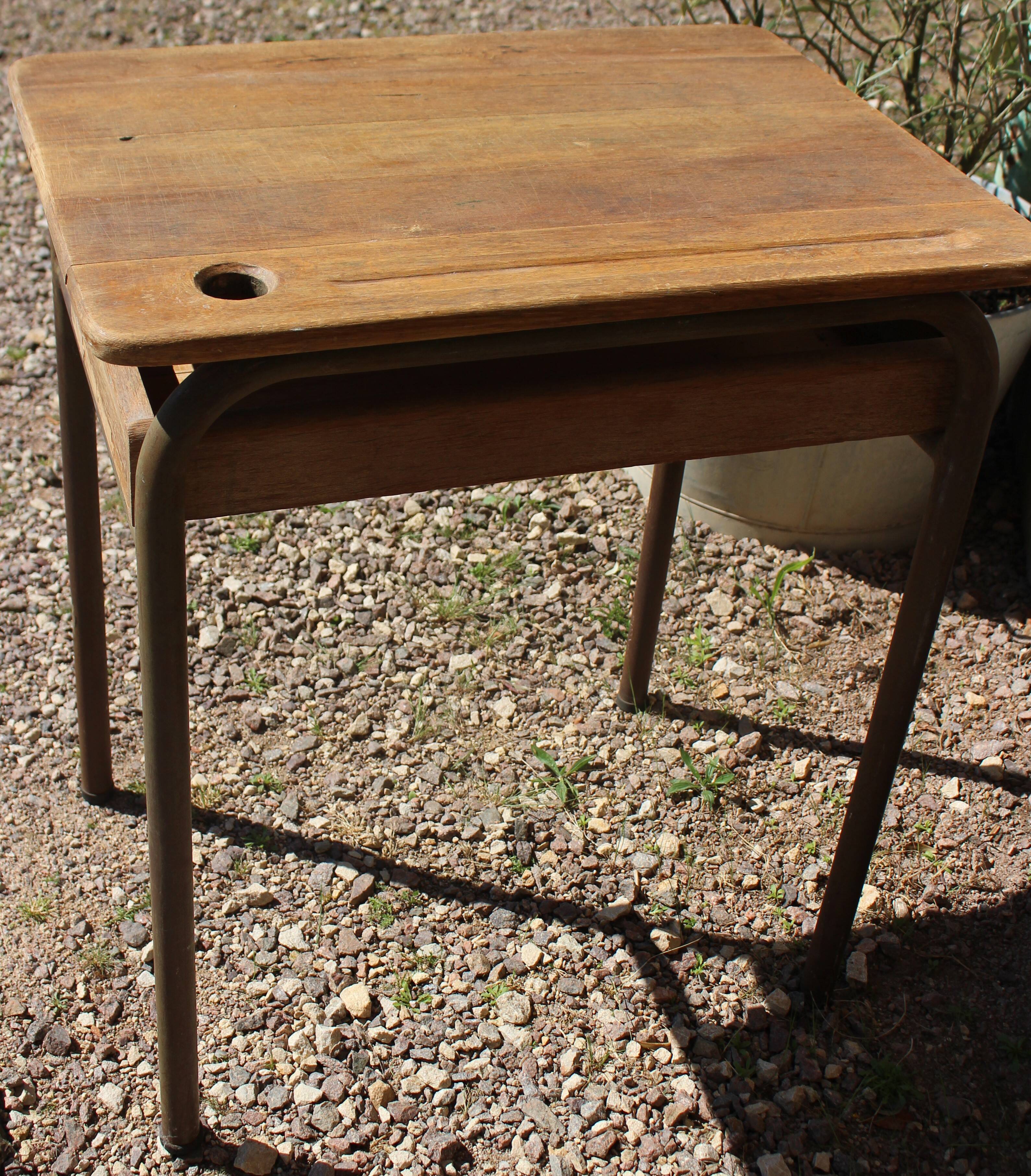 School table School desk wood metal vintage