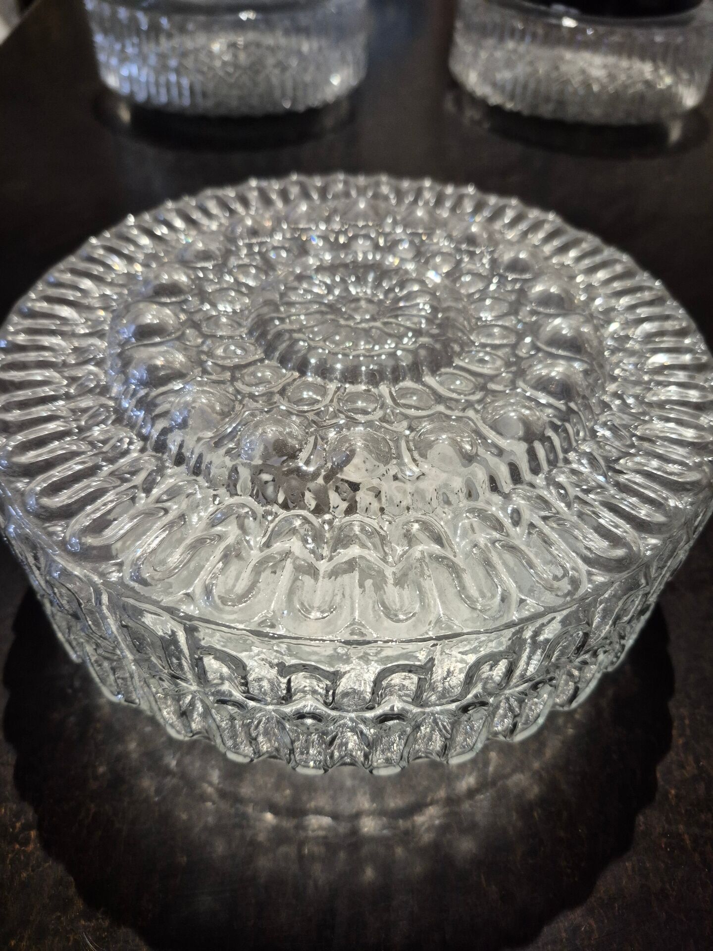 Set 3 - wall ceiling lamp ø 24 cm glass 1960s moulded