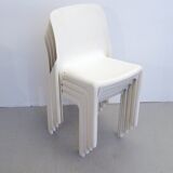 Set of 4 white Selene chairs by Magistretti Artemide