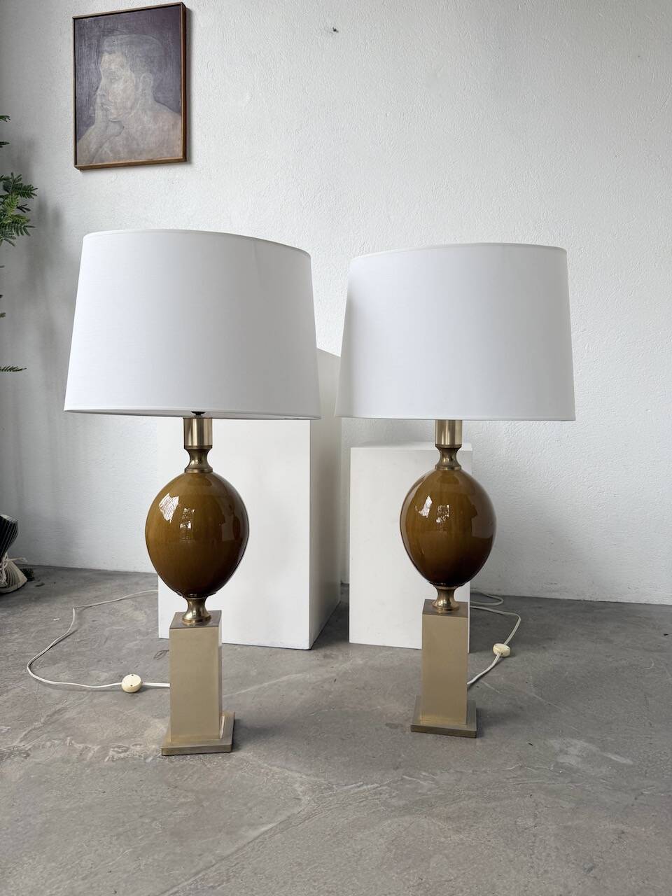 Pair of Philippe Barbier table lamps from the 70s