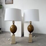 Paire de lampes de table Philippe Barbier années 70