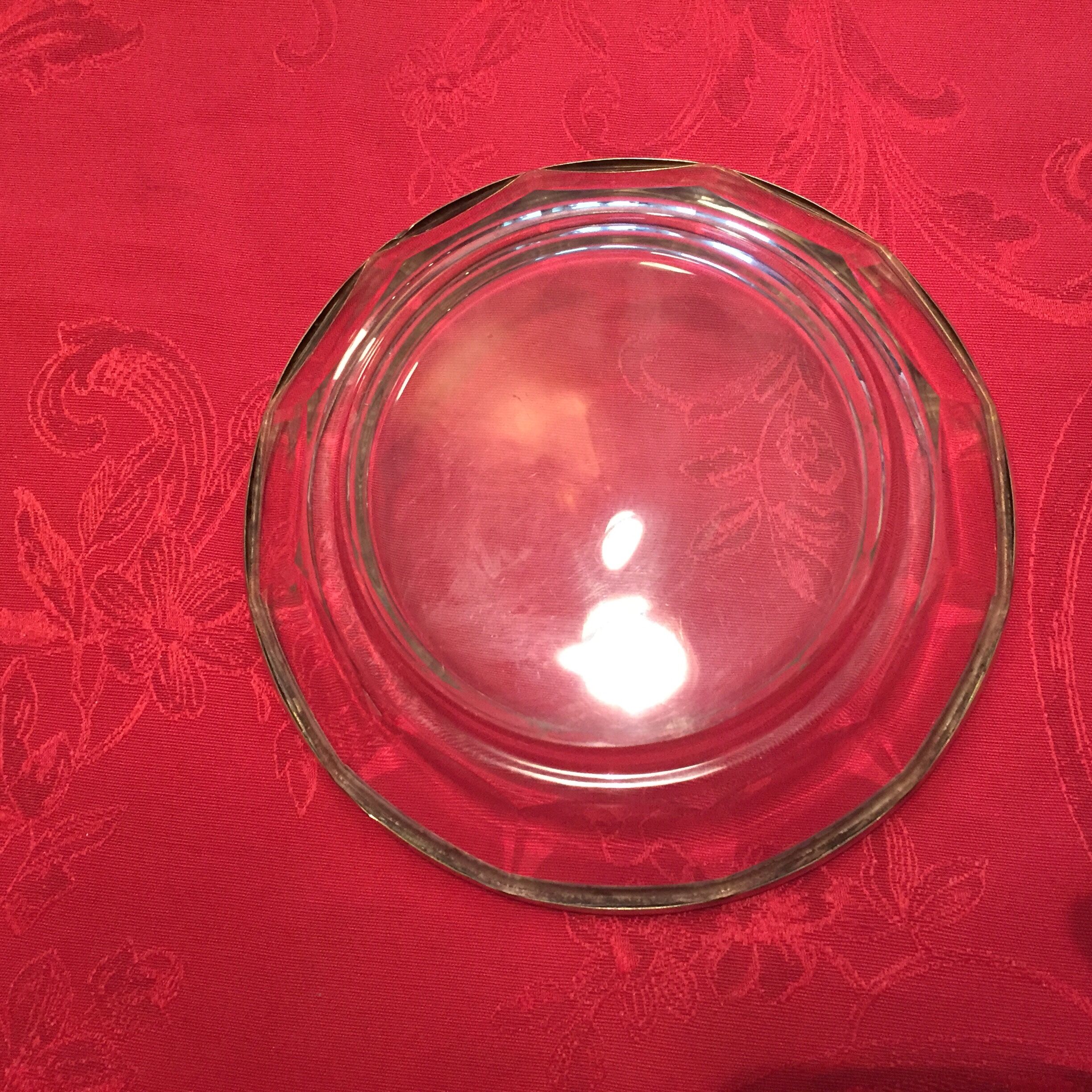 Very beautiful crystal cup with silver metal rim