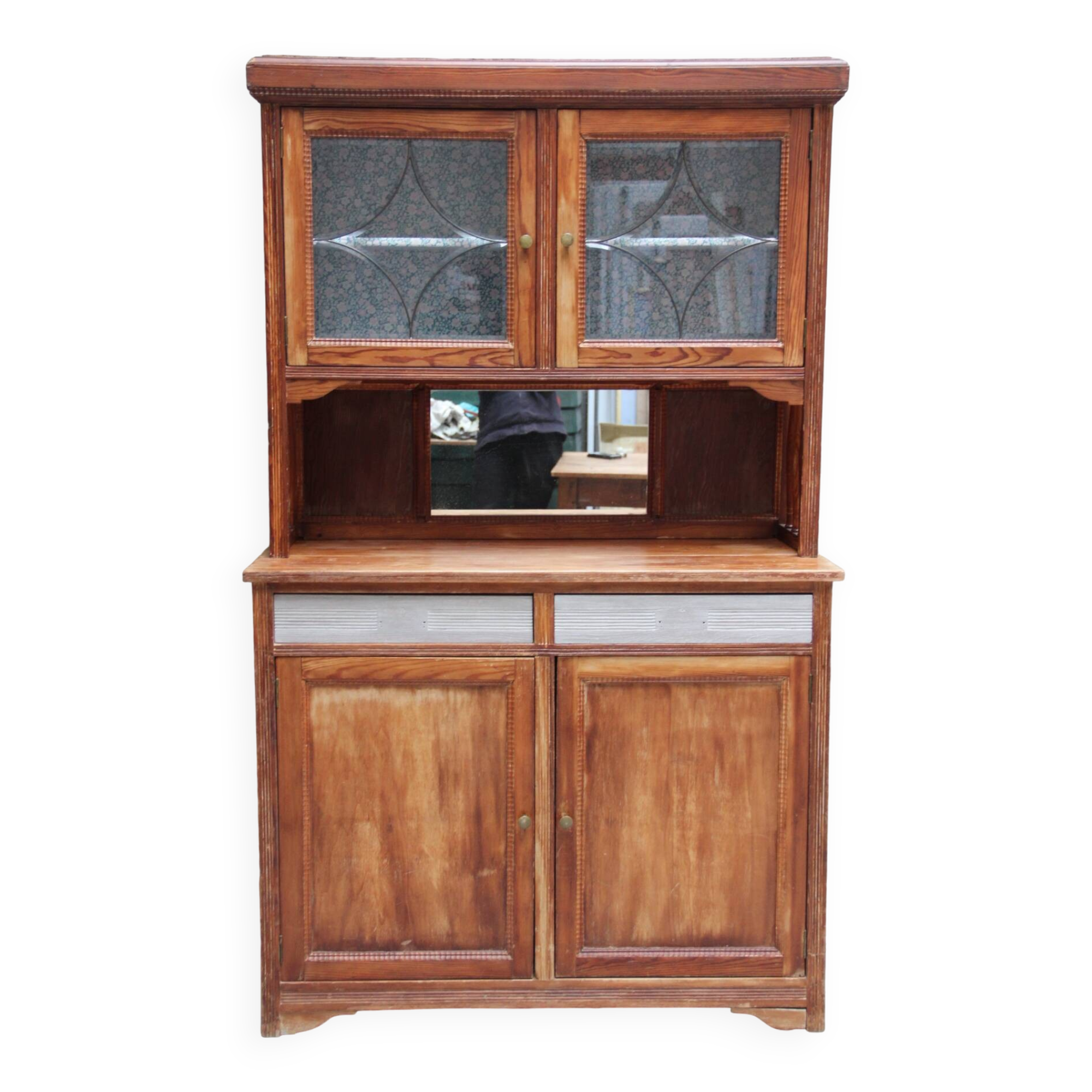 Art Deco pine dresser, beveled glass
