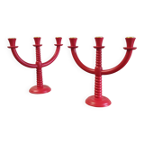 Pair of 3-branch candlesticks - Scandinavian style