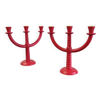 Pair of 3-branch candlesticks - Scandinavian style
