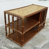 Vintage 1960s wooden and rattan storage coffee table