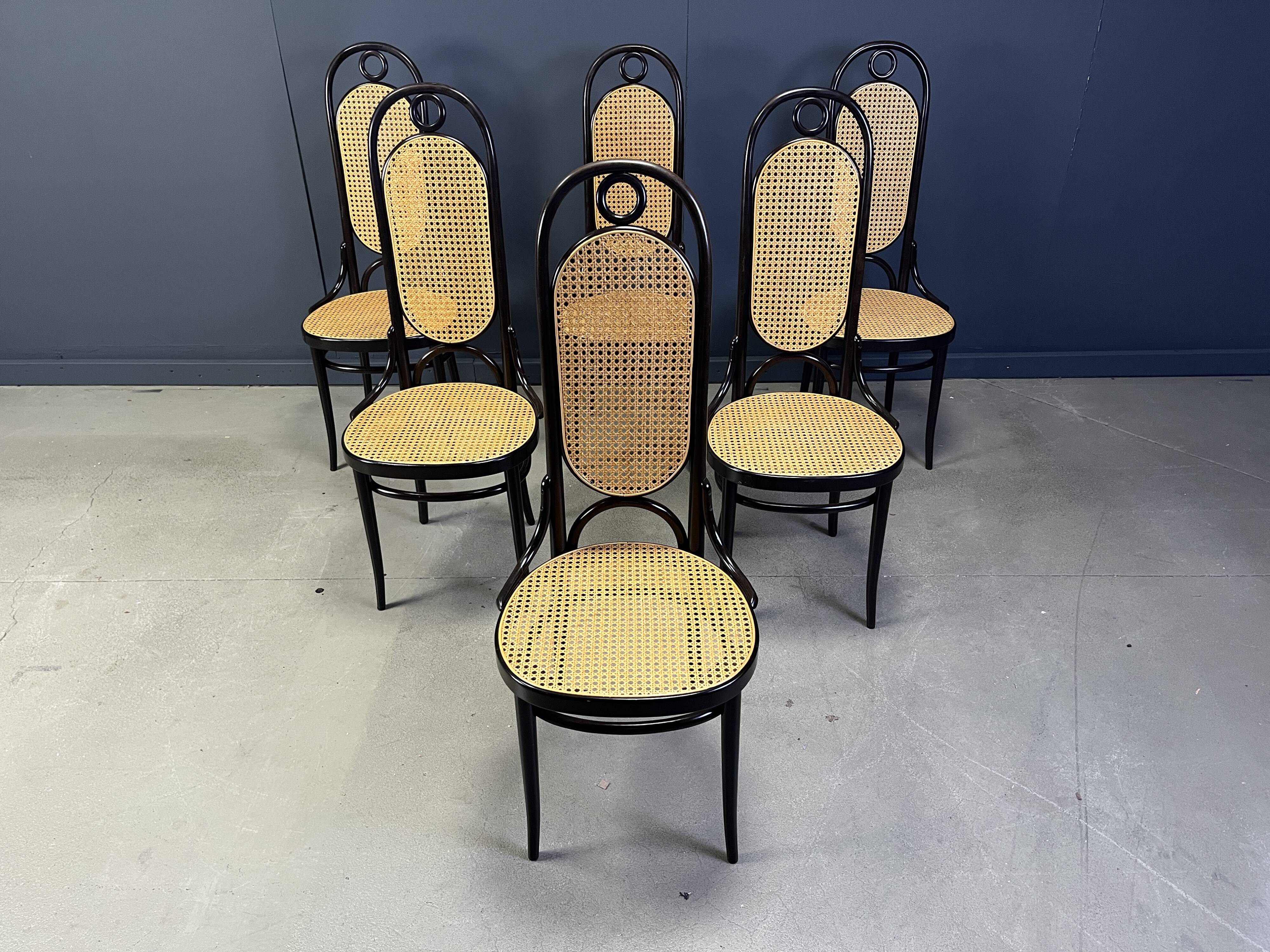 Thonet no. 207 dining chairs 'Long John', set of 6, 1985