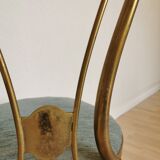 Vintage Paolo Buffa Brass Vanity Chair: Chiavari Style, Blue Fabric, 1950s